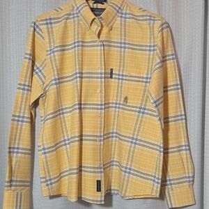 Rough‎ Stock Panhandle Slim Large Men's Yellow Plaid Western Button Up Shirt